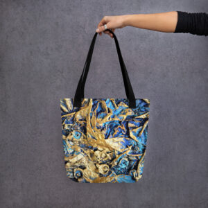 aop tote golden blue