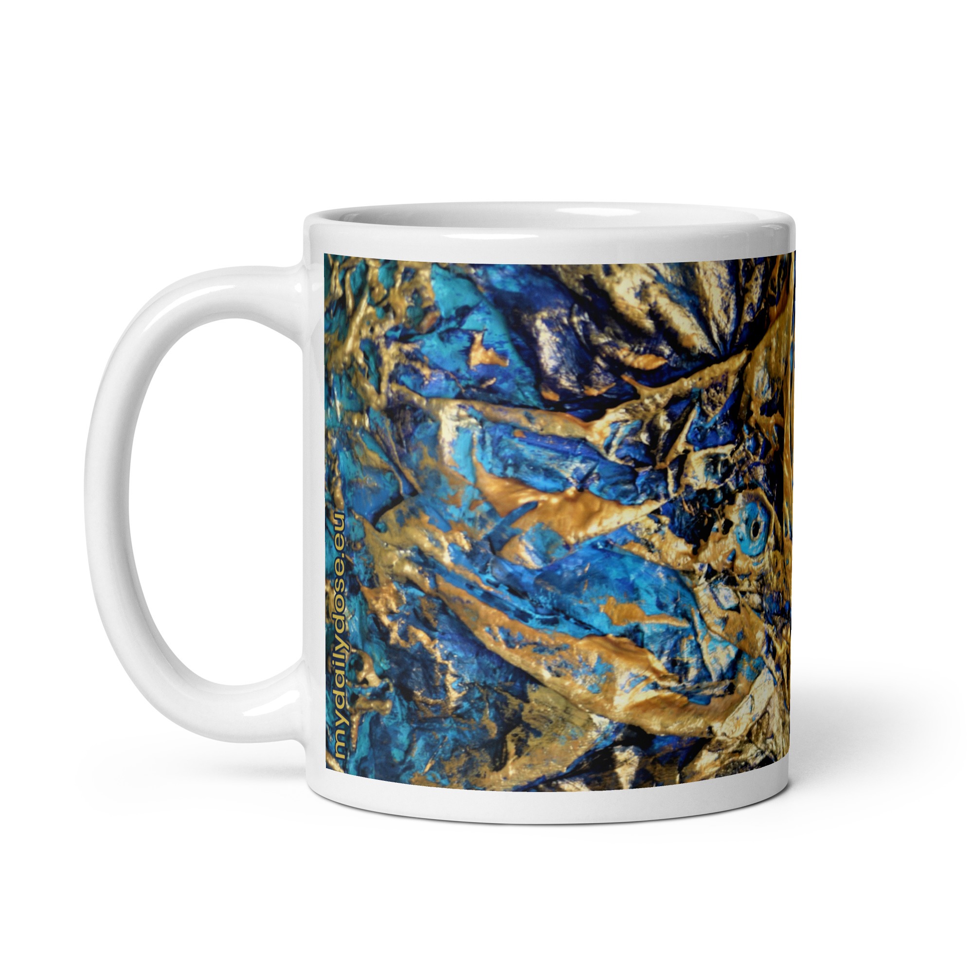 mug golden blue